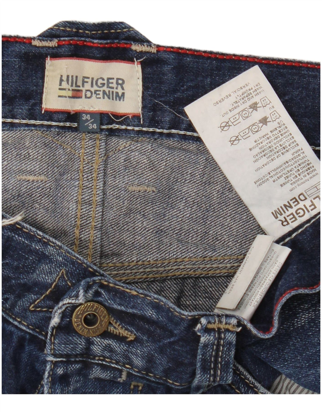 TOMMY HILFIGER Herren Bootcut Jeans W34 L34 Marineblaue Baumwolle