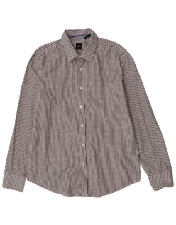 Hugo Boss Herren Slim Fit Hemd XL grau gestreift aus Baumwolle