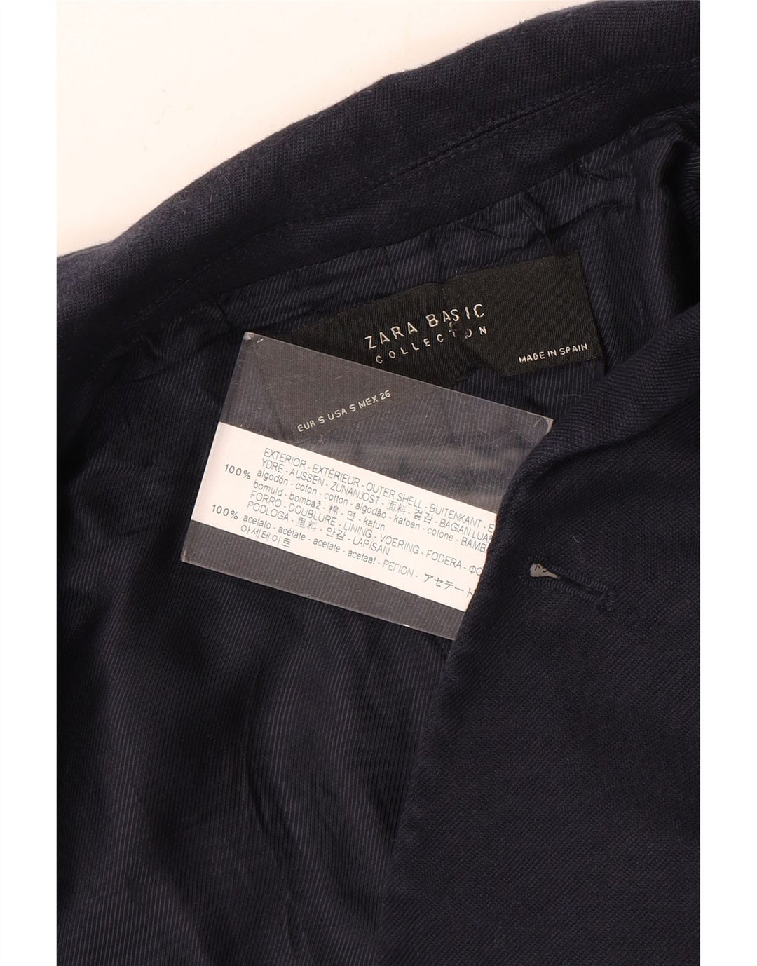 Zweireihiger Blazer für Damen von ZARA, Gr. 10, Größe S, Marineblau, Baumwolle