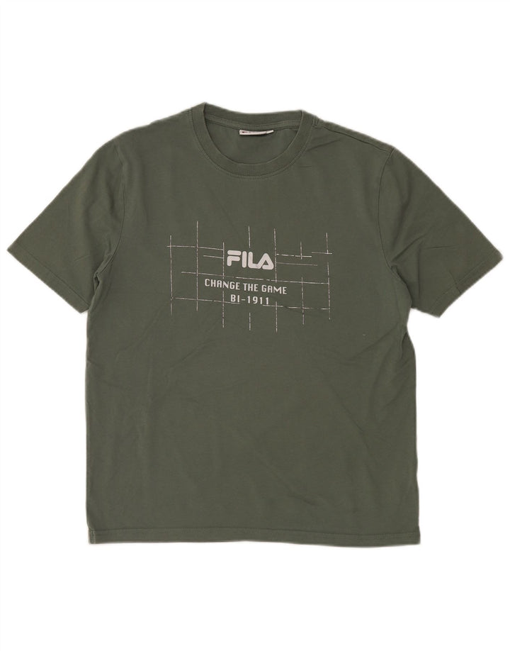 FILA Herren-T-Shirt mit Grafik, Größe S, Khaki, Baumwolle