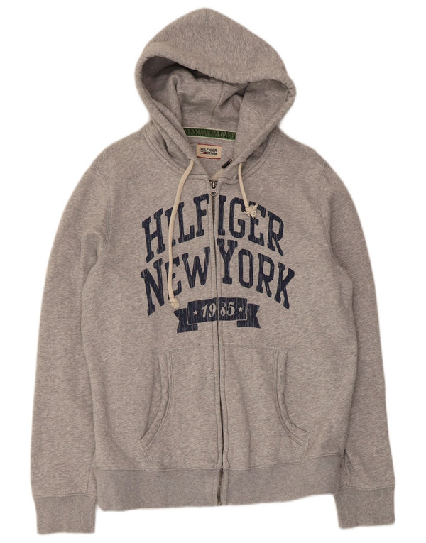 Tommy Hilfiger Womens Graphic Zip Hoodie Pullover UK 18 XL Grau Baumwolle