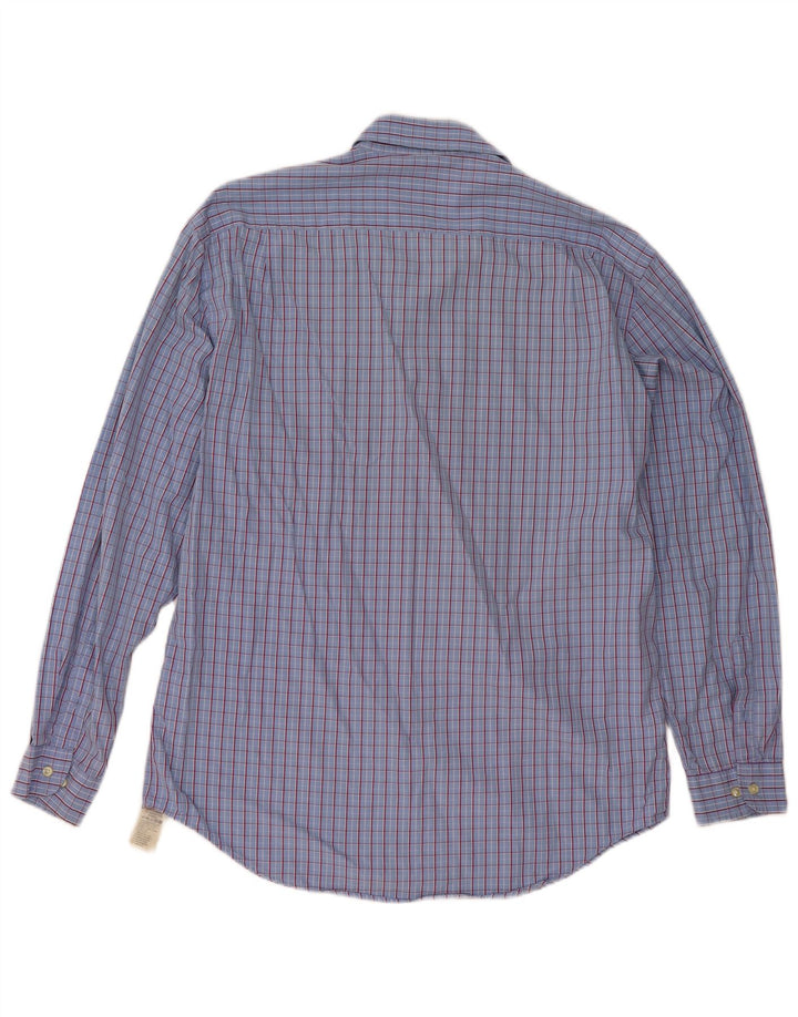 Massimo Dutti Herrenhemd Größe 44 XL blau karierte Baumwolle
