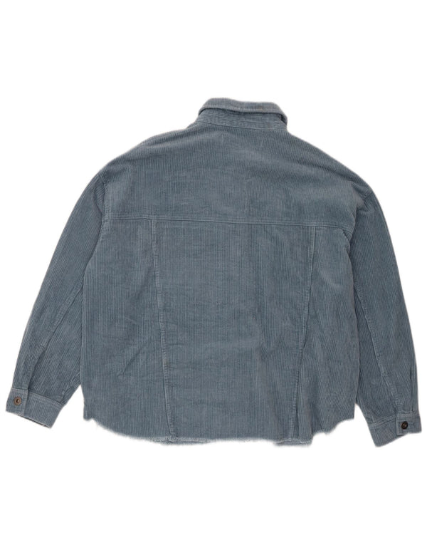 Zara Womens Oversized Corduroy Shirt UK 14 Medium Blue Cotton