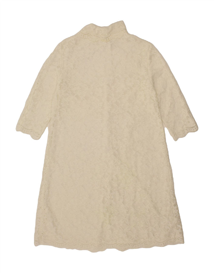 VINTAGE Womens Robe Shirt Dress UK 14 Medium White Vintage Vintage and Second-Hand Vintage from Messina Hembry 