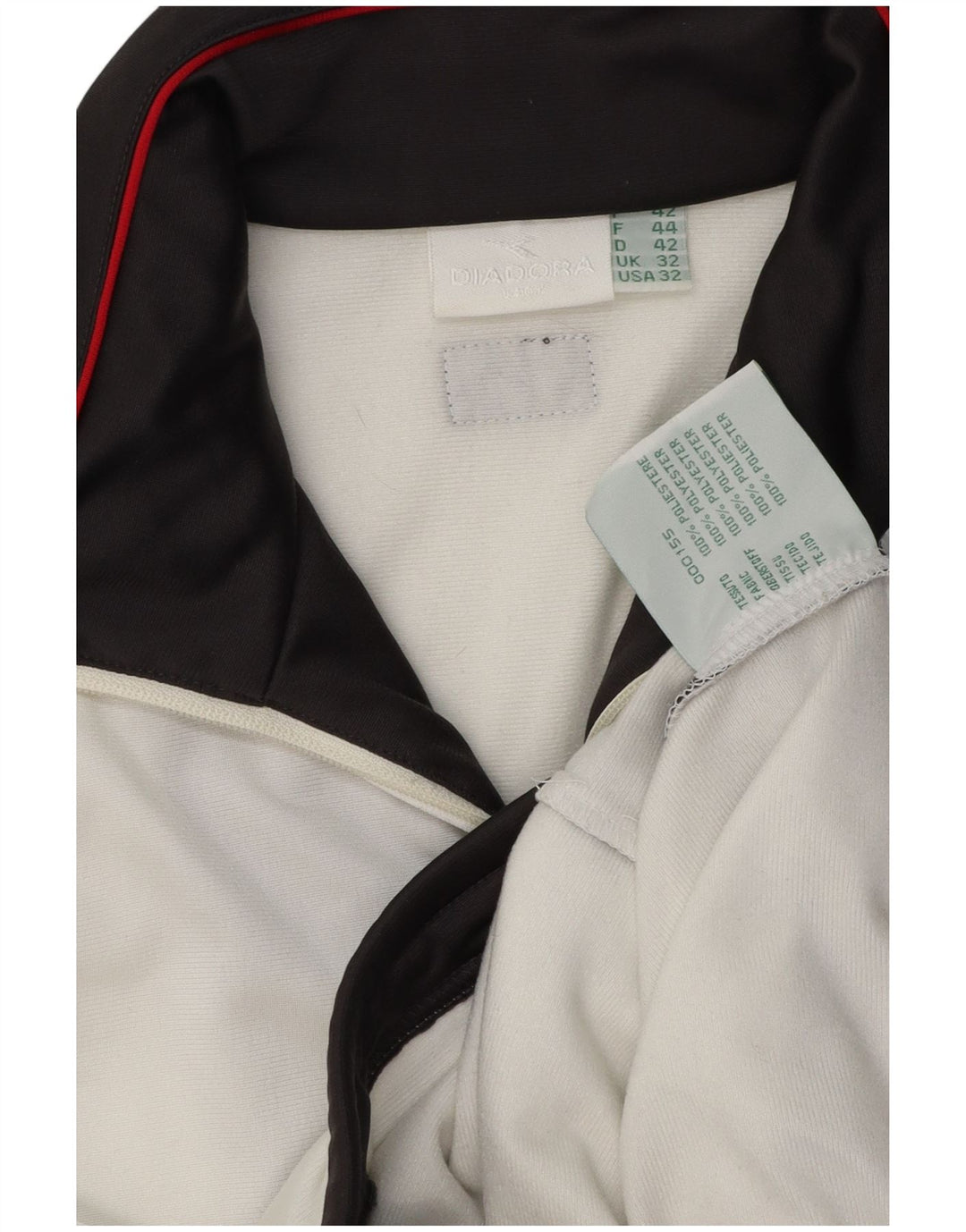 Diadora Herren-Trainingsanzug-Top-Jacke, UK 32 2XS, weißes Colourblock-Polyester