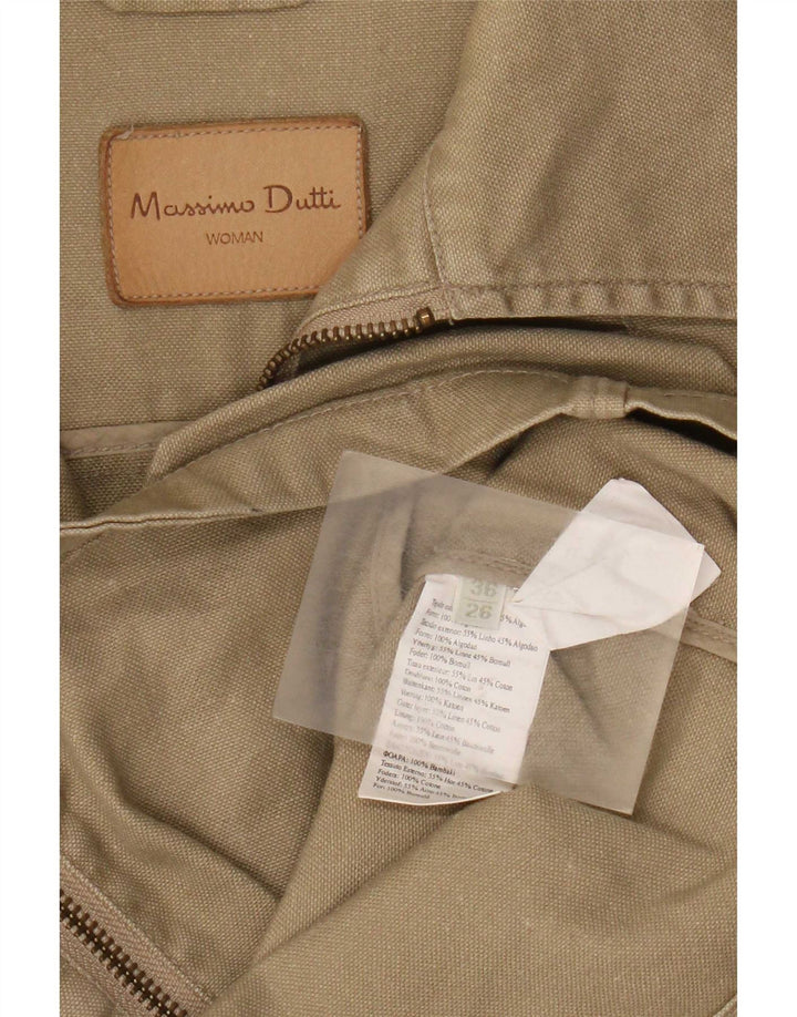 Massimo Dutti Damen Utility-Jacke EU 36 XS Khaki Leinen