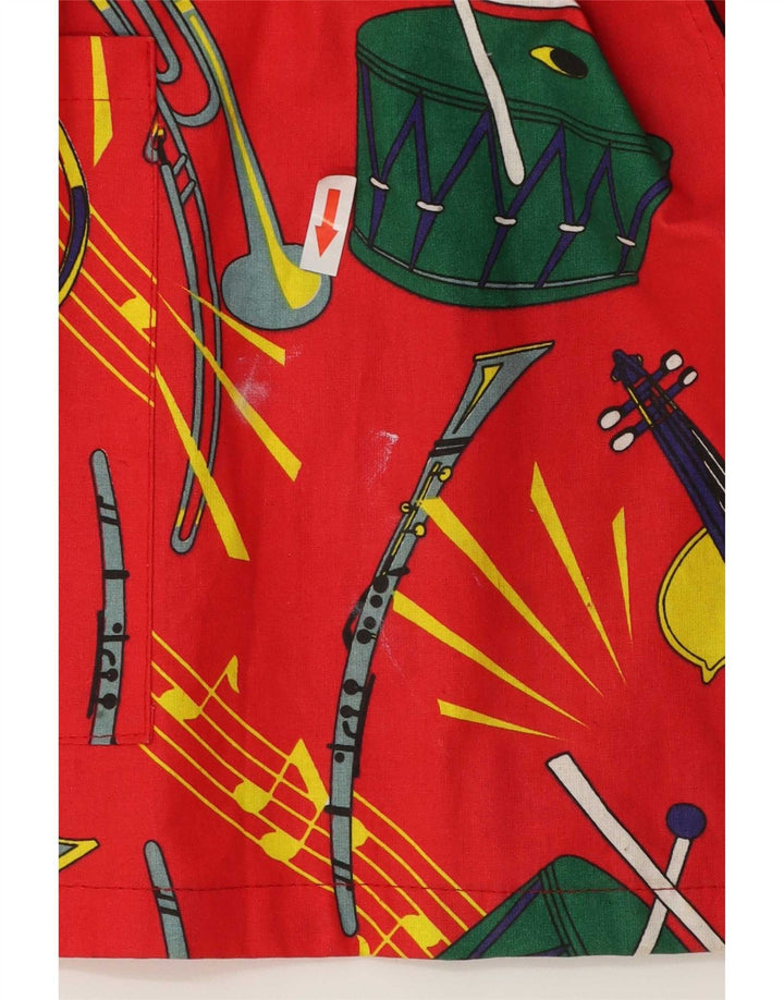 Vintage Damen Mantel mit abstraktem Muster, zweireihig, EU 50 3XL, rote Baumwolle