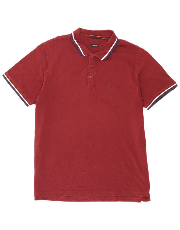Pierre Cardin Herren-Poloshirt mit normaler Passform, 3XL, burgunderrot, gestreift, Baumwolle