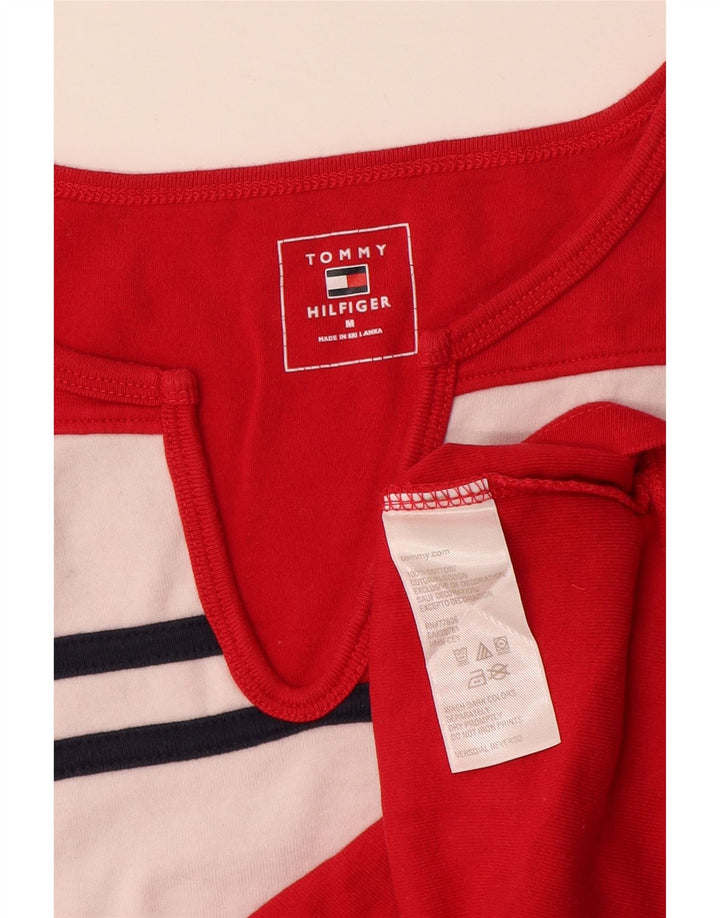 Tommy Hilfiger Damen-Trägershirt UK 12 Mittelrote Colourblock-Baumwolle