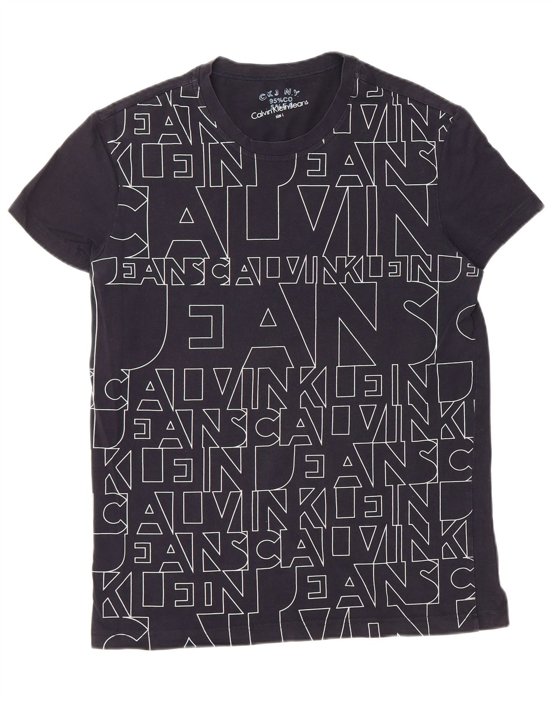 CALVIN KLEIN JEANS Herren-T-Shirt mit Grafik, groß, marineblau, Baumwolle