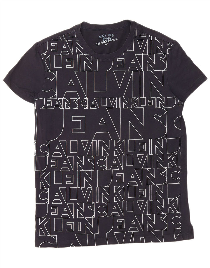 CALVIN KLEIN JEANS Herren-T-Shirt mit Grafik, groß, marineblau, Baumwolle