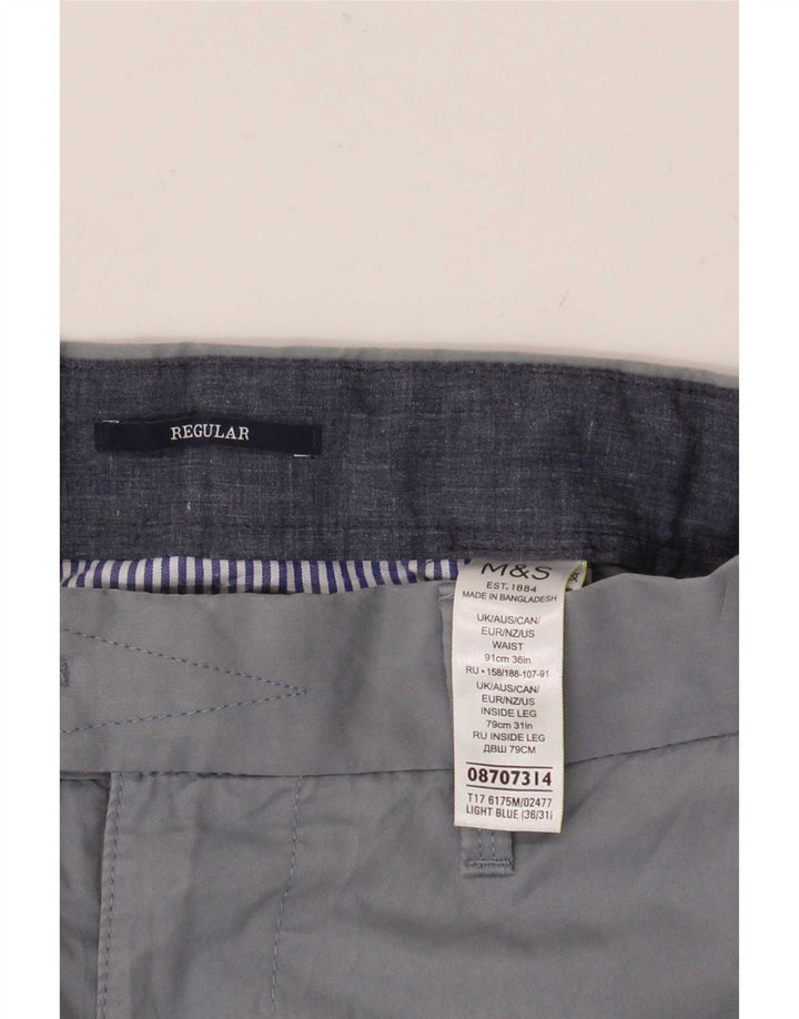 Marks & Spencer Herren-Anzughose in normaler Passform, W36, L31, Blau, Baumwolle