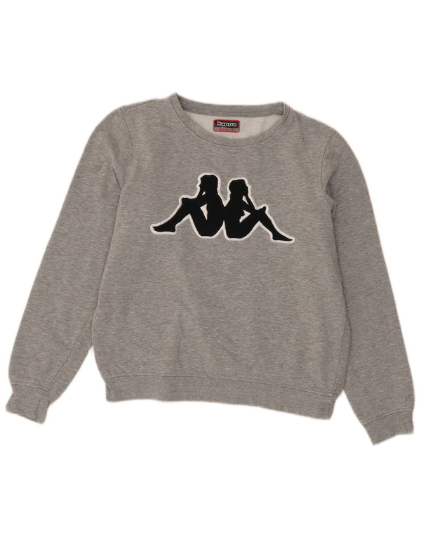 Kappa Womens Graphic Oversized Sweatshirt Pullover UK 10 Small Graue Baumwolle