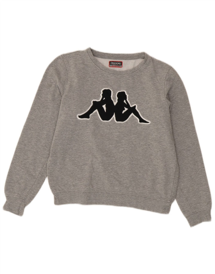 Kappa Womens Graphic Oversized Sweatshirt Pullover UK 10 Small Graue Baumwolle
