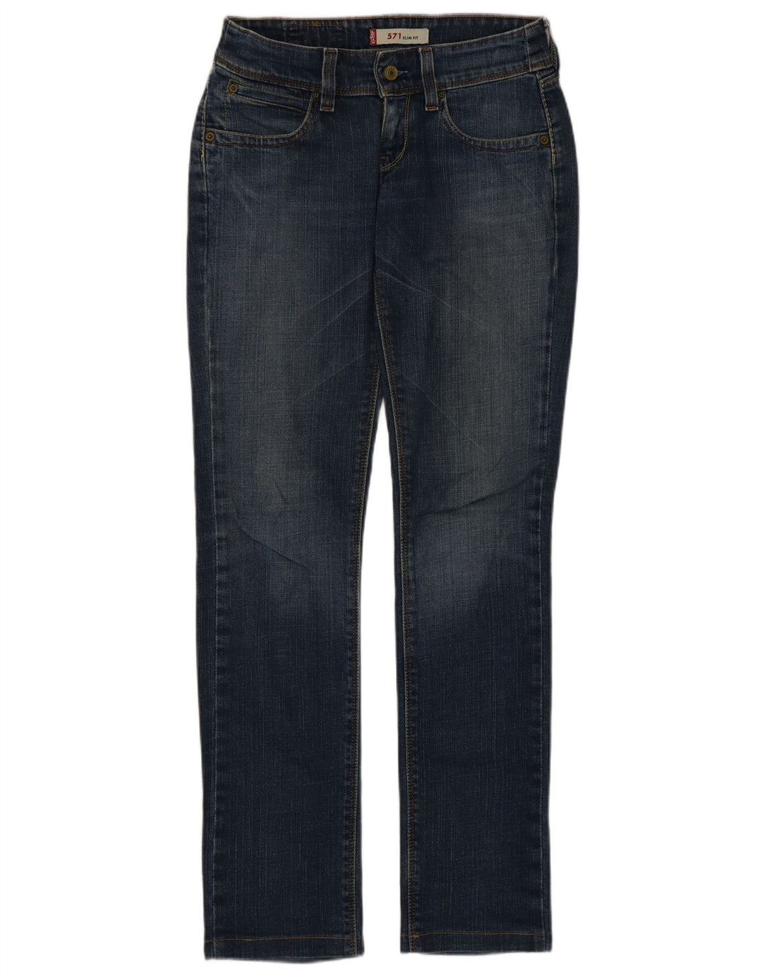 Levi's Damen 571 Slim Jeans W27 L31 Blaue Baumwolle