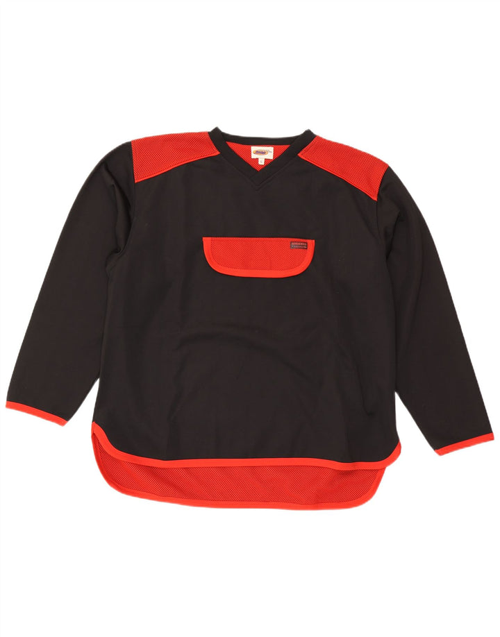 VINTAGE Herren-Pullover-Trainingsanzugoberteil, großes schwarzes Farbblock-Polyester