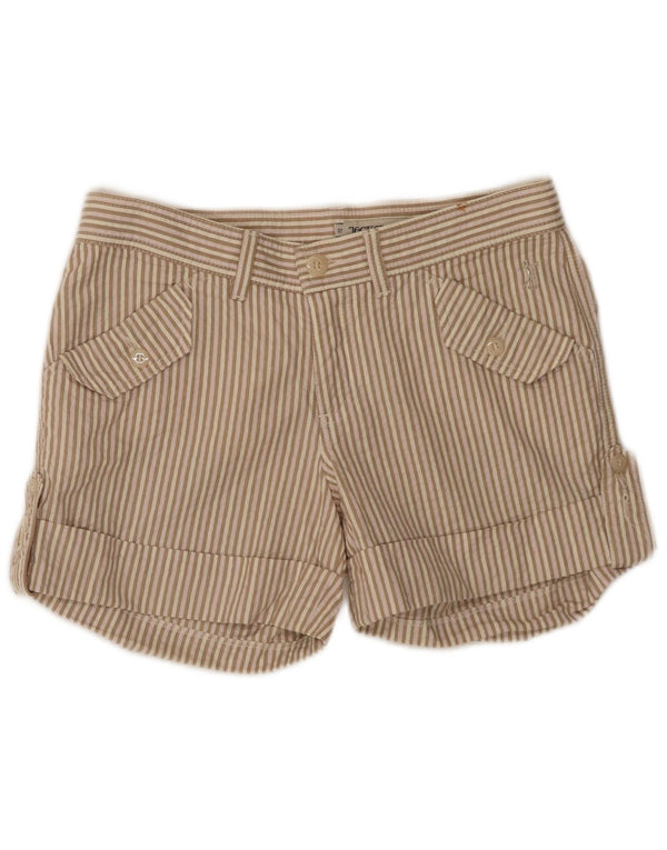 Jeckerson Damen Freizeitshorts W27 Small Beige Nadelstreifen Baumwolle