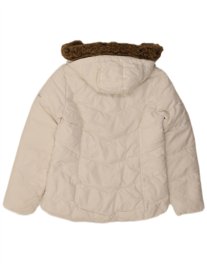 TOMMY HILFIGER Womens Hooded Padded Jacket UK 10 Small White Polyester