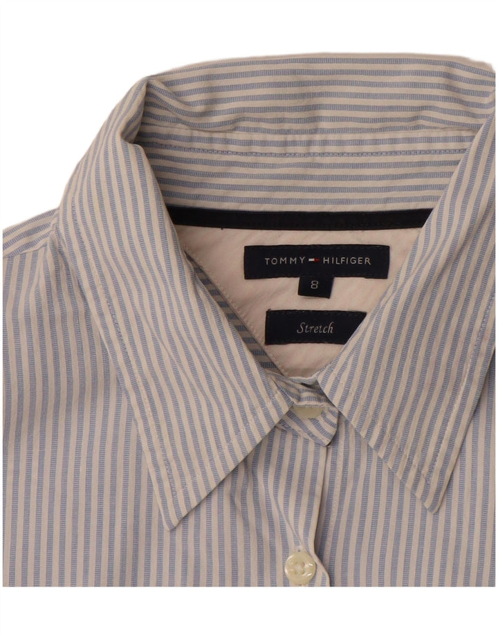 Tommy Hilfiger Damenhemd US 8 Mittelblaue Nadelstreifen-Baumwolle