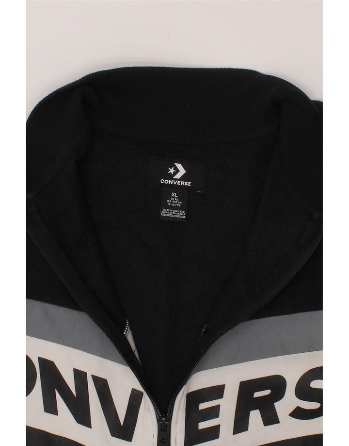 CONVERSE Boys Tracksuit Top Jacket 13-14 Years XL Black Colourblock Vintage Converse and Second-Hand Converse from Messina Hembry 