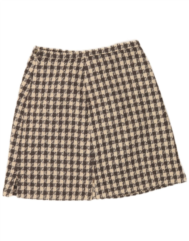 Vintage Damen A-Linie Rock W32 Großer Beige Karo