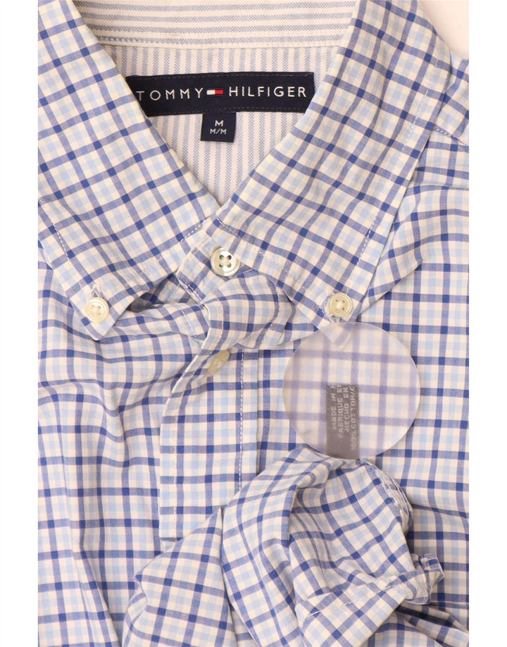 Tommy Hilfiger Herrenhemd aus mittelblauer Gingham-Baumwolle