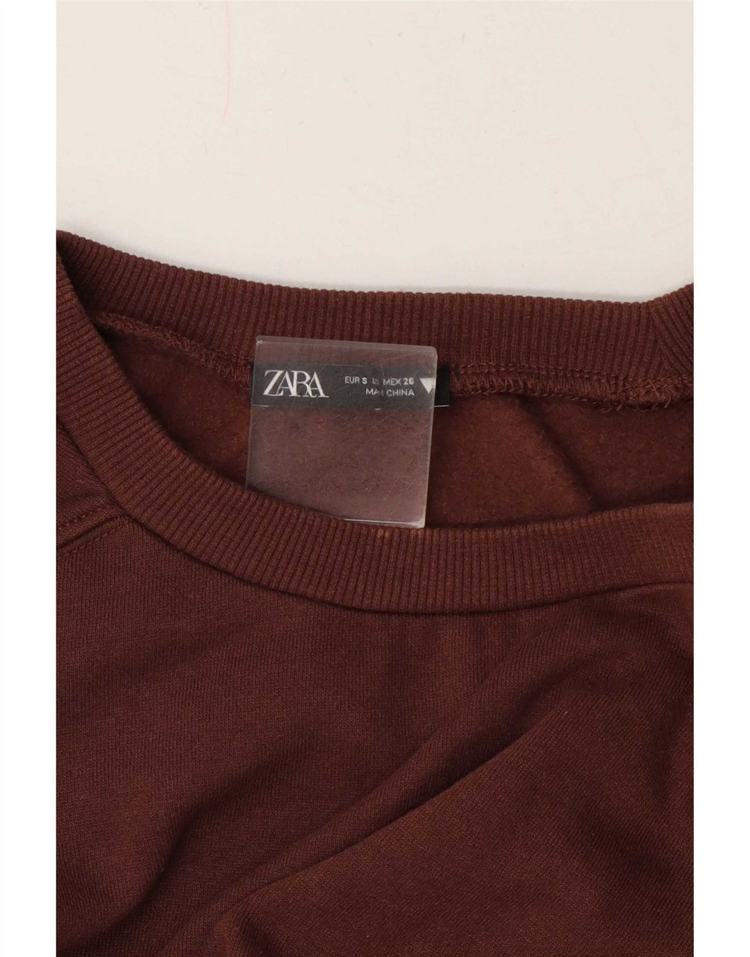 Zara Damen Crop Sweatshirt Pullover UK 10 Small Braun