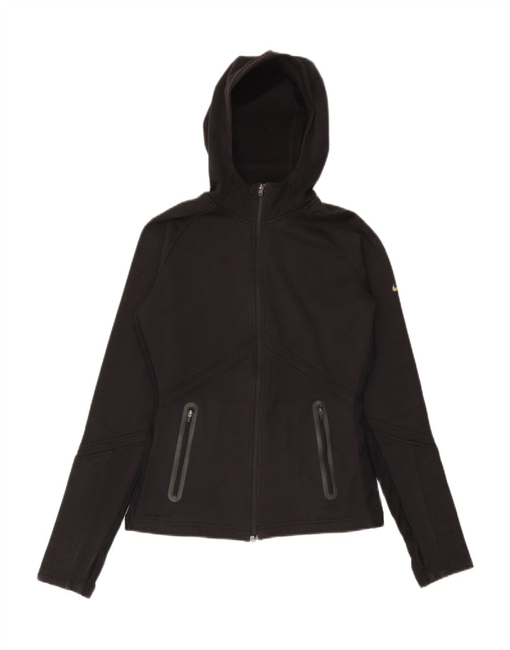 Nike Damen Zip Hoodie Pullover UK 10 Small Schwarz Polyester