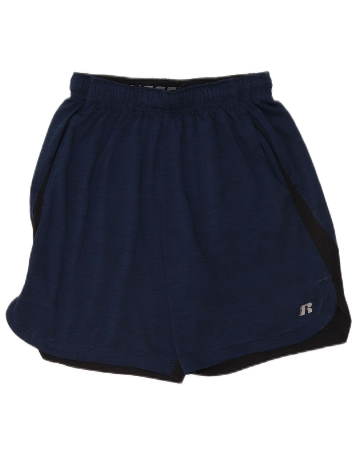 RUSSELL ATHLETIC Herren-Sportshorts, Größe S, Marineblau, Farbblock-Polyester