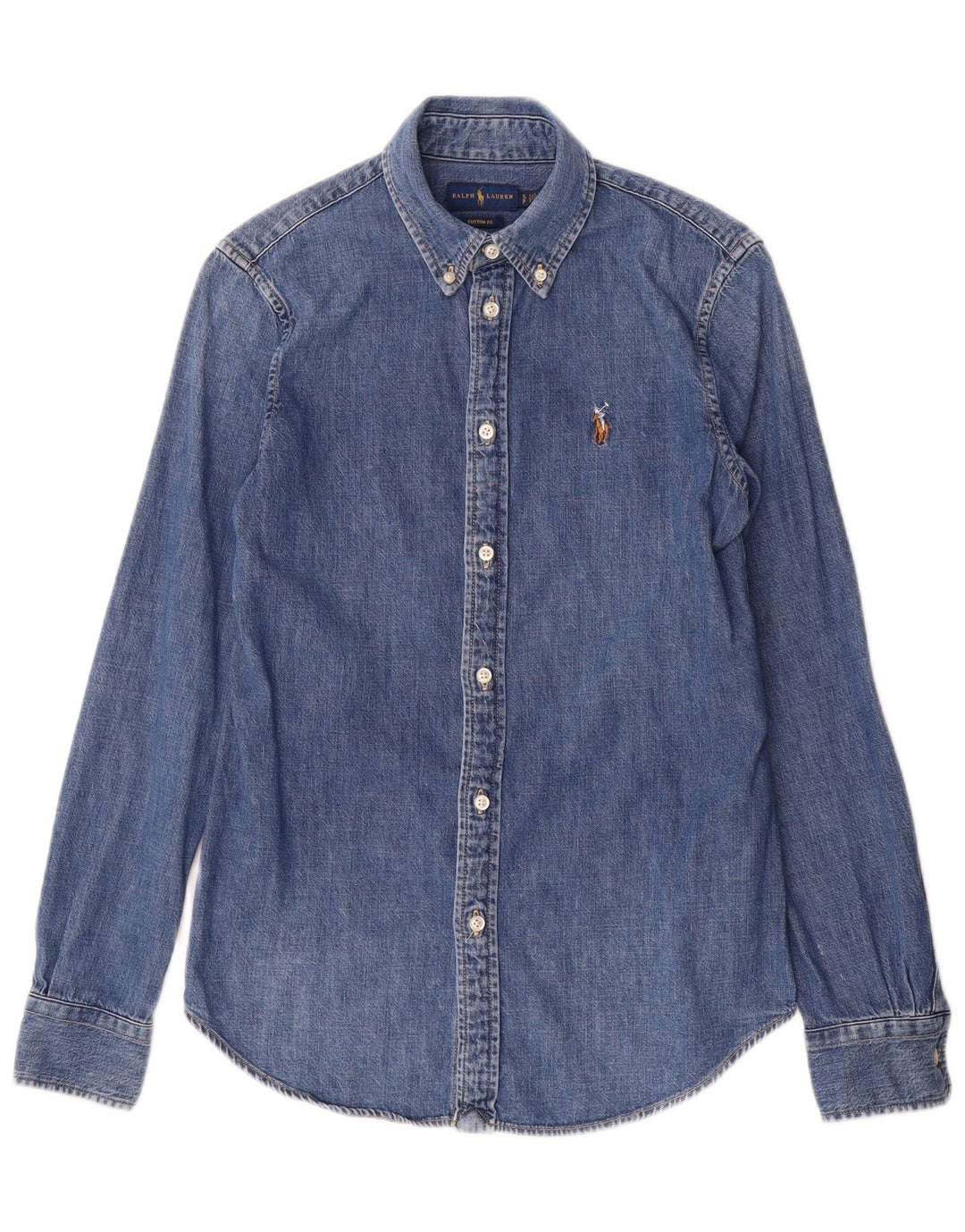 Ralph Lauren Herren-Jeanshemd mit individueller Passform, Größe S, Blau, Baumwolle