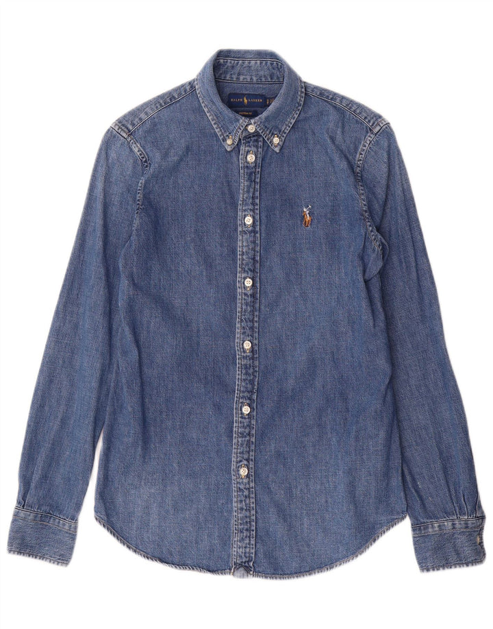 Ralph Lauren Herren-Jeanshemd mit individueller Passform, Größe S, Blau, Baumwolle