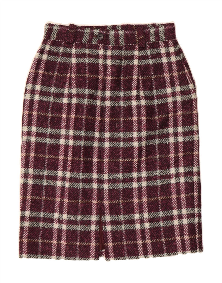 ALPACA CAMARGO Womens Pencil Skirt IT 44 Medium W26  Maroon Plaid Vintage Alpaca Camargo and Second-Hand Alpaca Camargo from Messina Hembry 