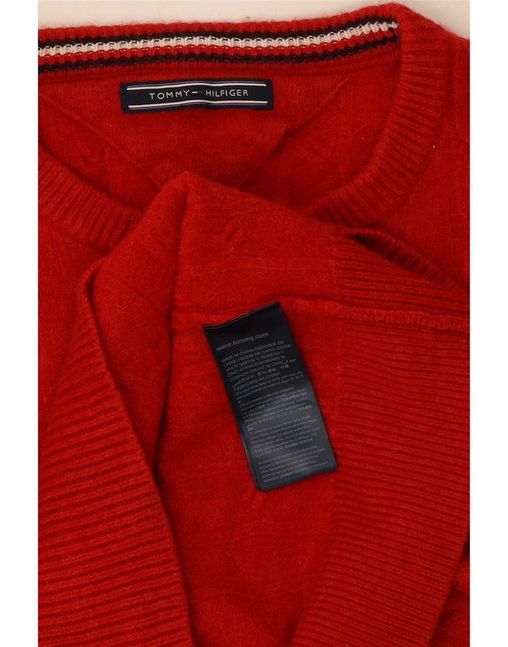 Tommy Hilfiger Damen-Pullover mit Rundhalsausschnitt, UK 14, mittelrote Wolle