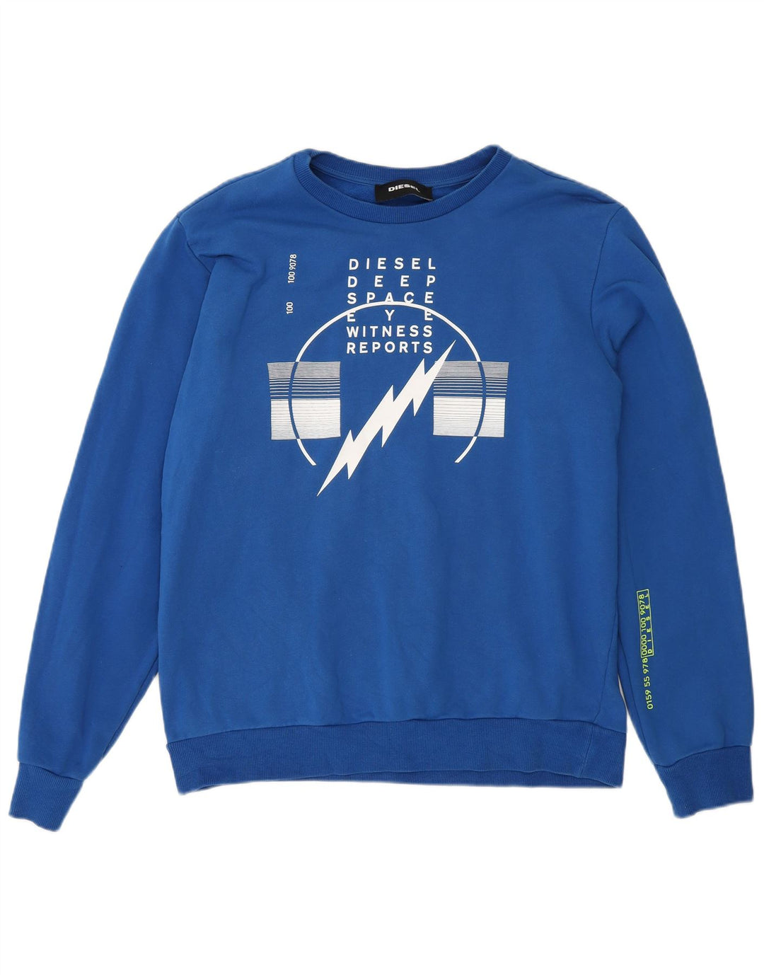Diesel Herren-Sweatshirt mit Grafik, groß, aus blauer Baumwolle
