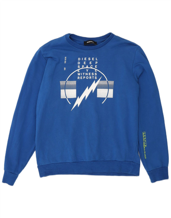 Diesel Herren-Sweatshirt mit Grafik, groß, aus blauer Baumwolle