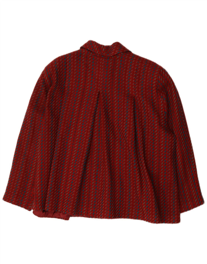 Vintage Damen Übergroße Bomberjacke IT 46 Große rot gestreifte Wolle