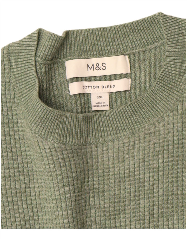 Marks & Spencer Herren-Pullover mit Rundhalsausschnitt, 3XL, grün, Polyester