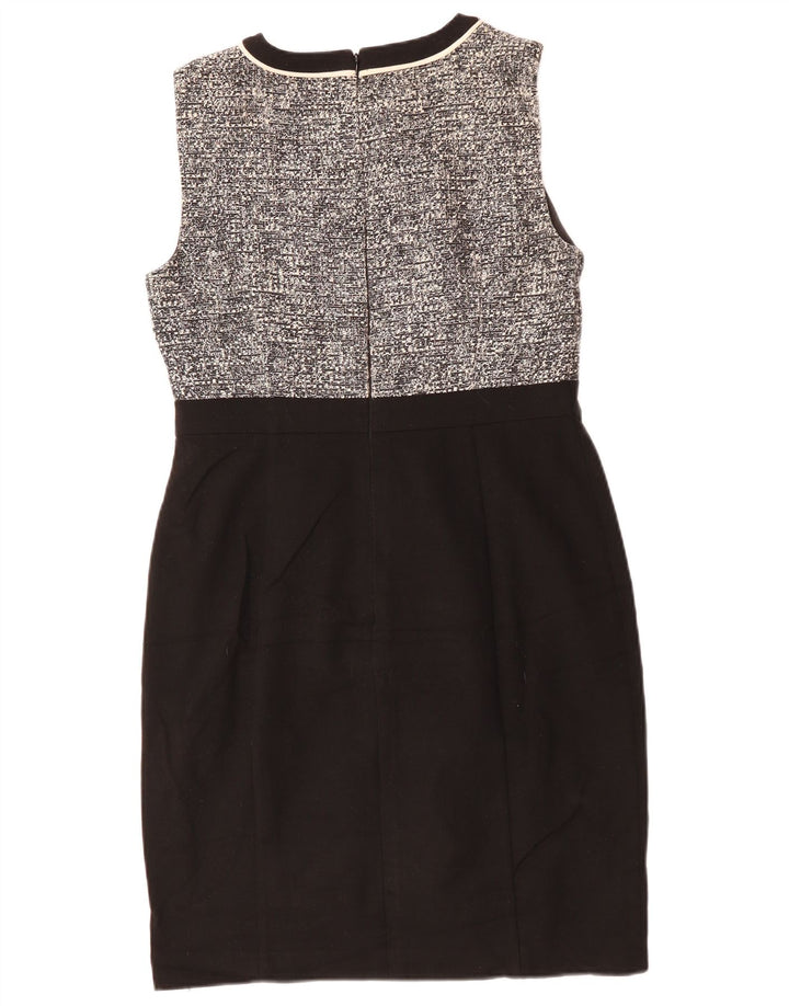 Hobbs Ärmelloses Damen-Etuikleid, UK-Gr. 12, Mittelschwarz geflecktes Polyester