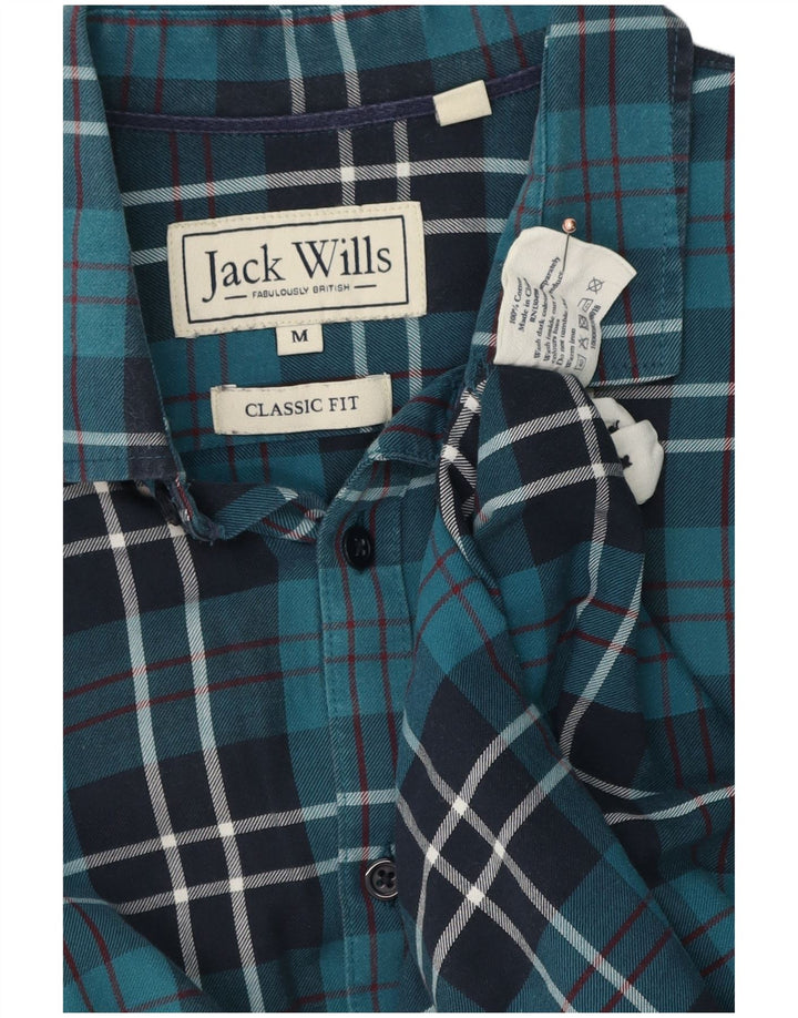 Jack Wills Herren-Flanellhemd mit klassischer Passform, mittelblau karierte Baumwolle