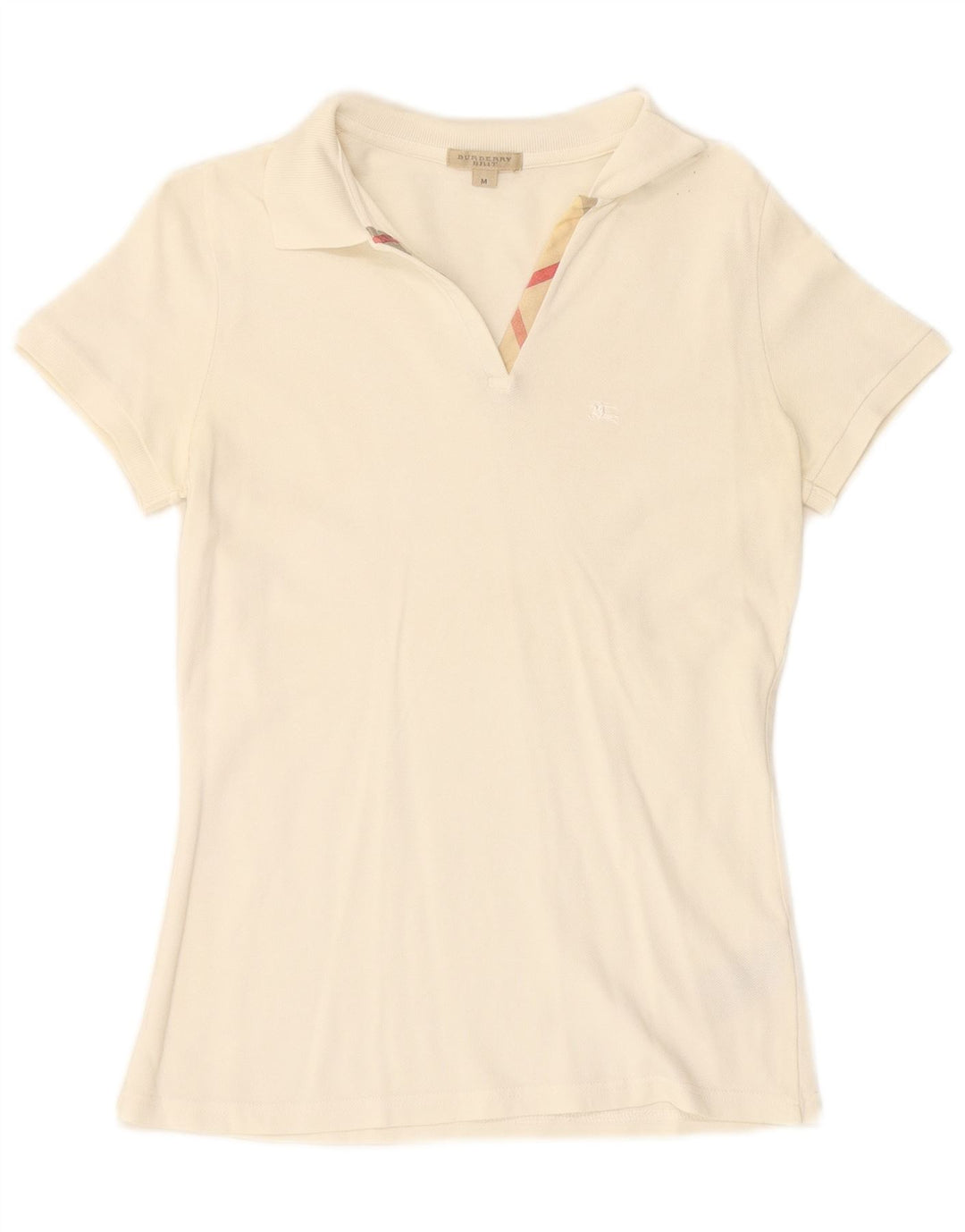 BURBERRY Damen BRIT Poloshirt UK 12 Mittelweiße Baumwolle