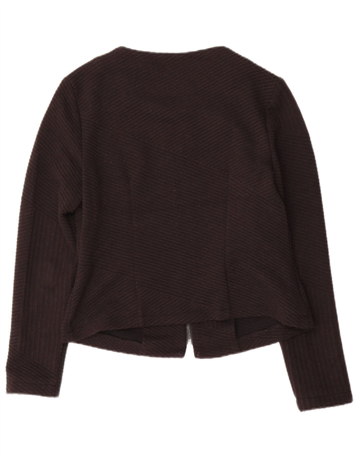 Marks & Spencer Damen-Blazer mit durchgehendem Reißverschluss, Gr. 10, Größe S, Schwarz, gestreift