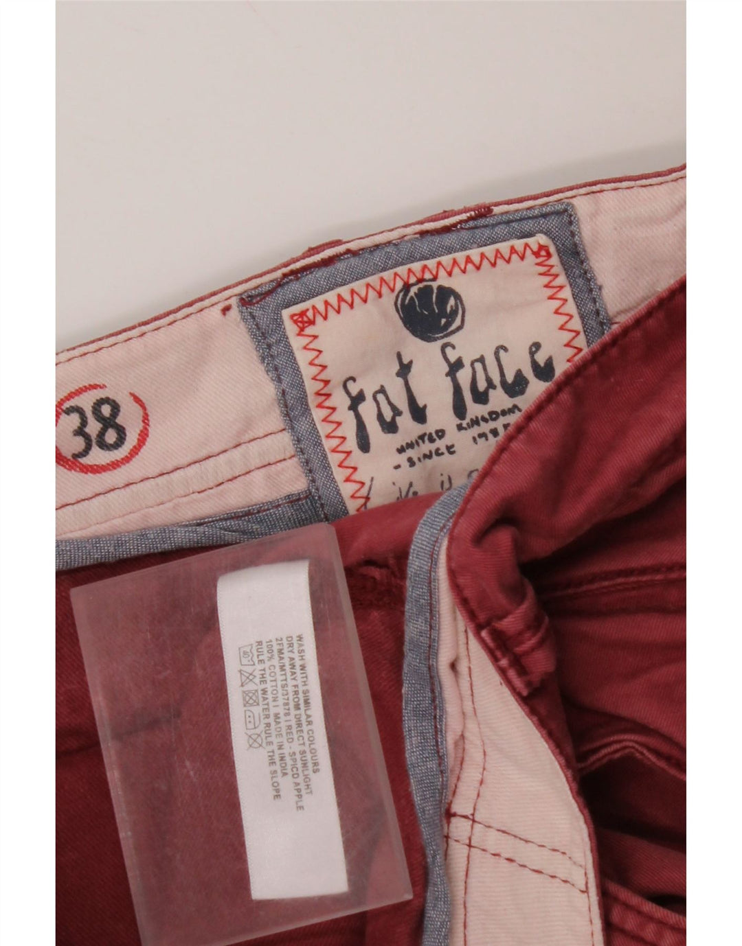 FAT FACE Gerade Chinohose für Herren, W38, L33, rote Baumwolle