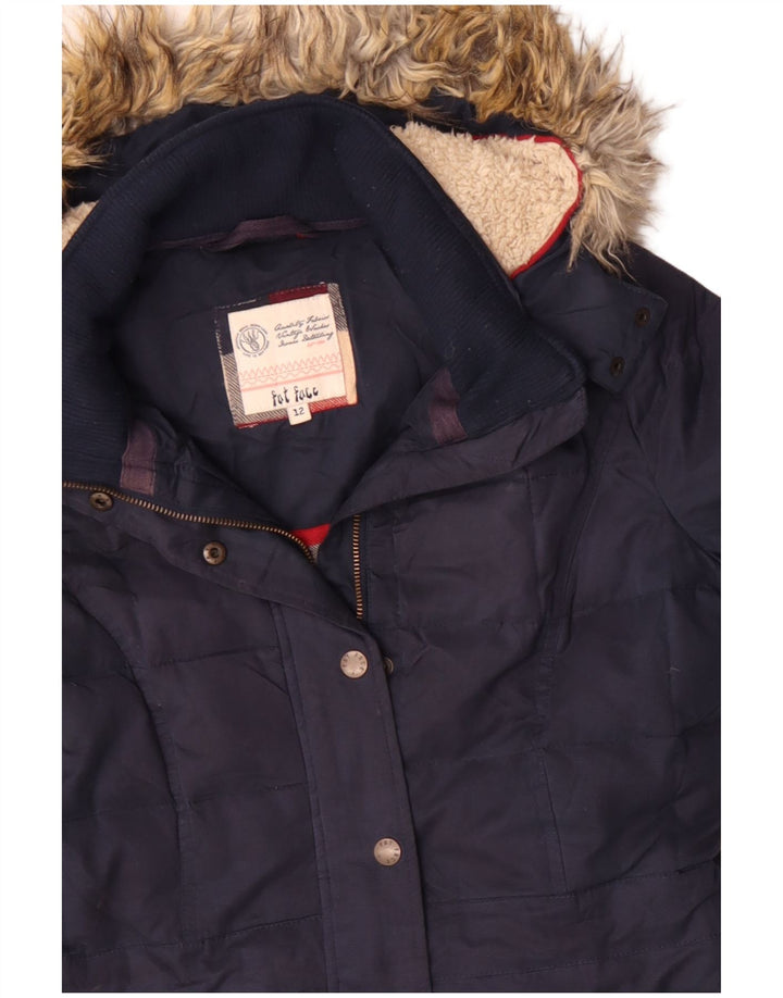 Fat Face Damen-Parka mit Kapuze, UK 12, Mittel, Marineblau, Polyester, Winter