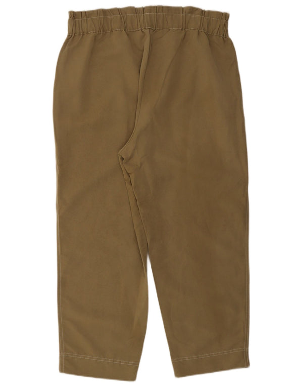 Zara Damen Tapered Cropped-Hose XL W32 L25 Khaki Modal