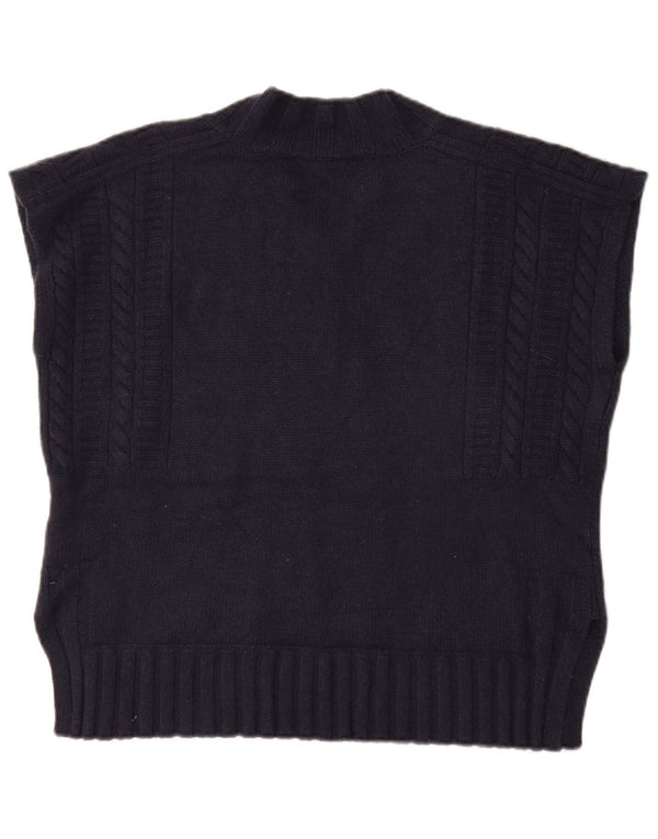 JIGSAW Damen Übergroßes Weste-Tanktop UK 10 Small Marineblaue Wolle