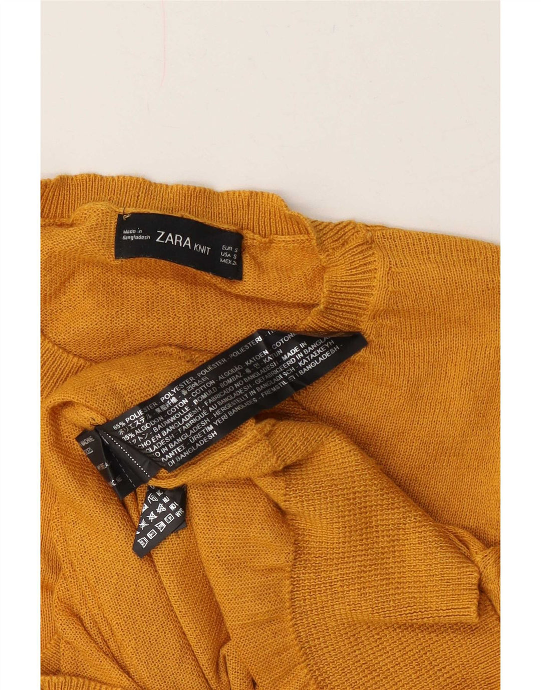 Zara Damen Crop Crew Neck Pullover Pullover UK 10 Small Gelb Polyester