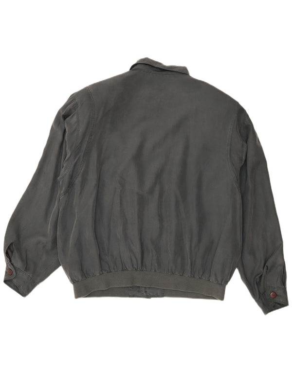 Vintage Herren Bomberjacke UK 40 Große graue Seide