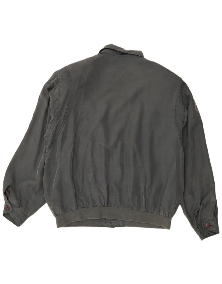 Vintage Herren Bomberjacke UK 40 Große graue Seide