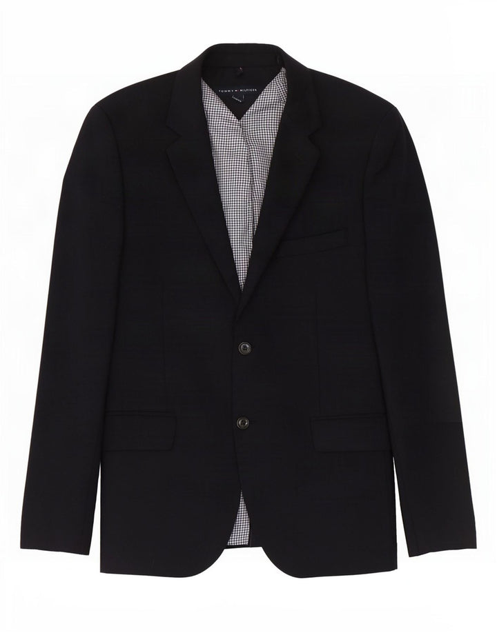 Tommy Hilfiger Herren-Blazer mit 2 Knöpfen, UK 38, mittelmarineblaue Wolle