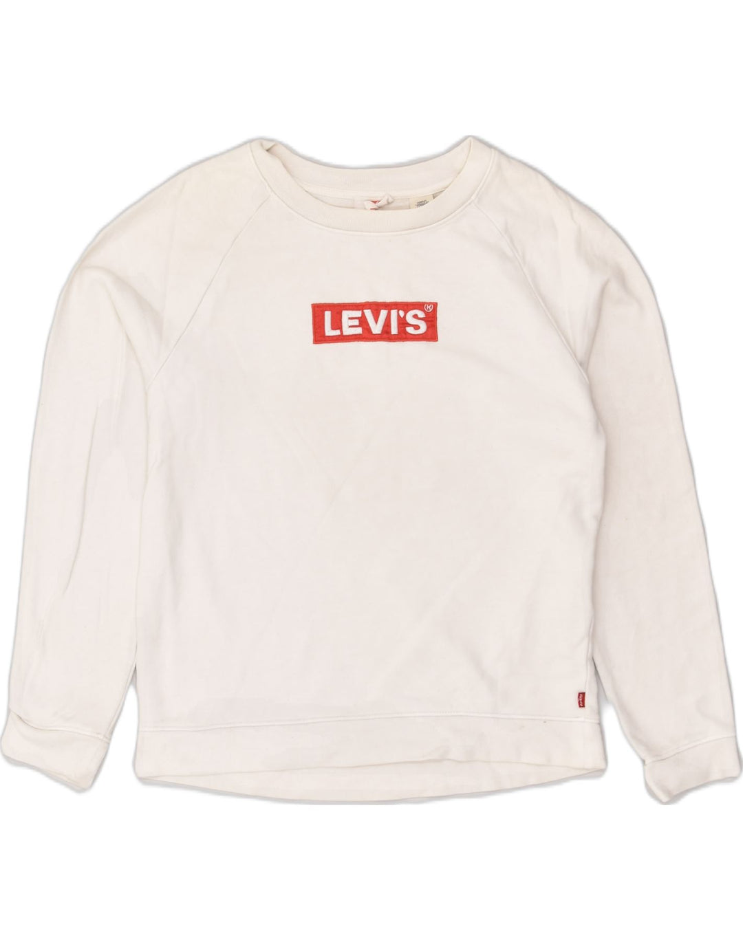 LEVI'S Womens Graphic Sweatshirt Jumper UK 6 XS White Cotton | Vintage Levi's | Thrift | Second-Hand Levi's | Used Clothing | Messina Hembry 